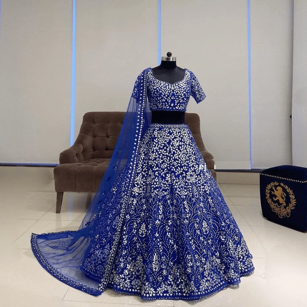 Blue Bridal Lehenga: Royal Blue Lehenga - With Extensive Work